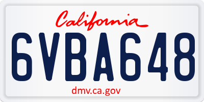 CA license plate 6VBA648