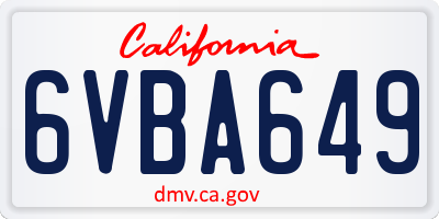 CA license plate 6VBA649