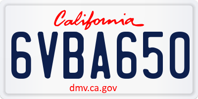 CA license plate 6VBA650