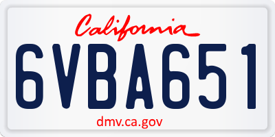 CA license plate 6VBA651
