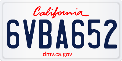 CA license plate 6VBA652