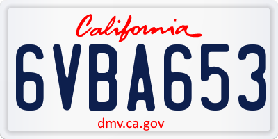 CA license plate 6VBA653