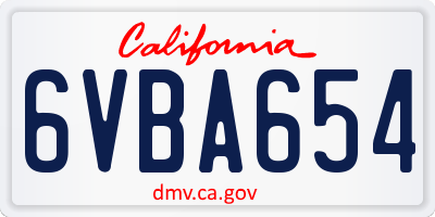 CA license plate 6VBA654