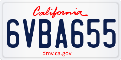 CA license plate 6VBA655