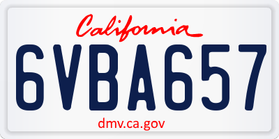 CA license plate 6VBA657