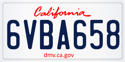 CA license plate 6VBA658