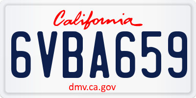 CA license plate 6VBA659