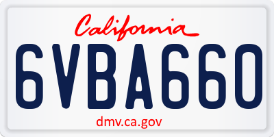 CA license plate 6VBA660