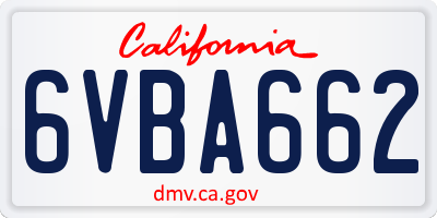 CA license plate 6VBA662