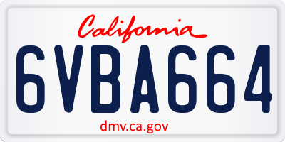 CA license plate 6VBA664