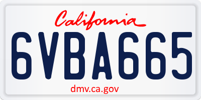 CA license plate 6VBA665
