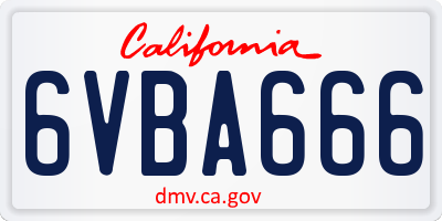 CA license plate 6VBA666