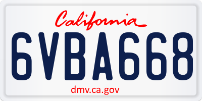 CA license plate 6VBA668