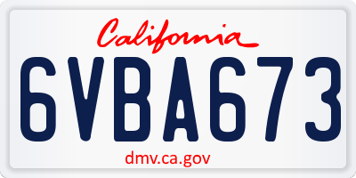 CA license plate 6VBA673