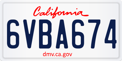 CA license plate 6VBA674