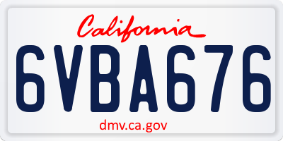 CA license plate 6VBA676