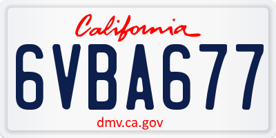 CA license plate 6VBA677