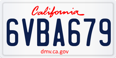 CA license plate 6VBA679