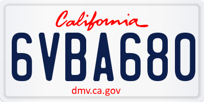 CA license plate 6VBA680
