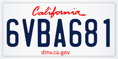 CA license plate 6VBA681
