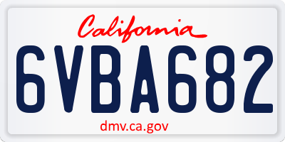 CA license plate 6VBA682