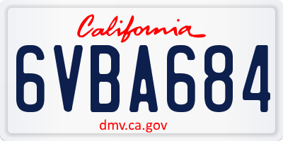 CA license plate 6VBA684