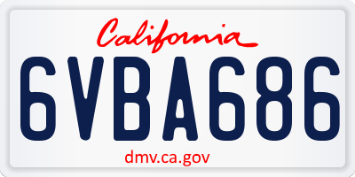 CA license plate 6VBA686