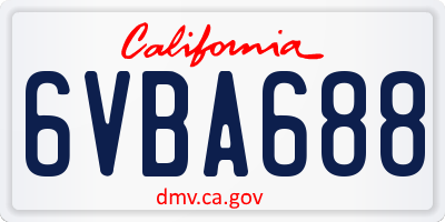 CA license plate 6VBA688