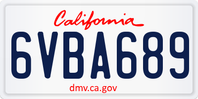 CA license plate 6VBA689
