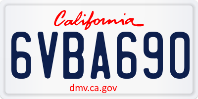 CA license plate 6VBA690