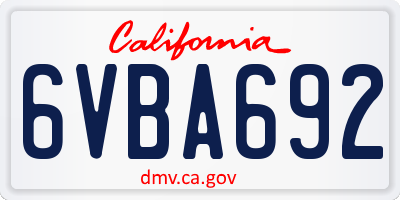 CA license plate 6VBA692