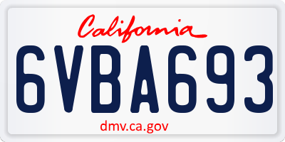 CA license plate 6VBA693
