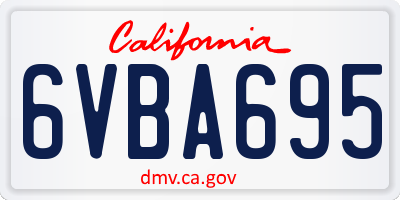 CA license plate 6VBA695