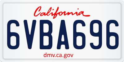 CA license plate 6VBA696
