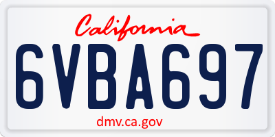 CA license plate 6VBA697