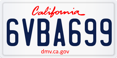 CA license plate 6VBA699