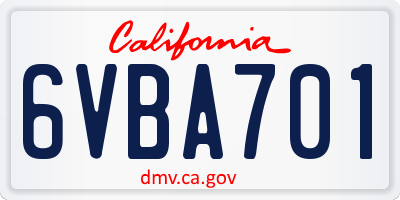 CA license plate 6VBA701