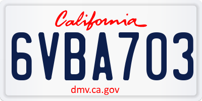 CA license plate 6VBA703