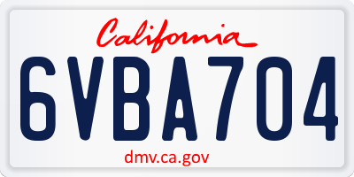 CA license plate 6VBA704