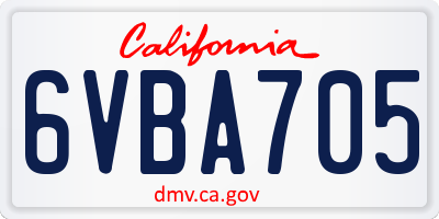 CA license plate 6VBA705