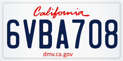 CA license plate 6VBA708