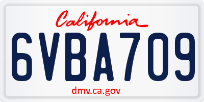 CA license plate 6VBA709