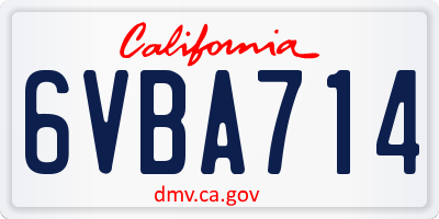 CA license plate 6VBA714