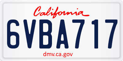 CA license plate 6VBA717
