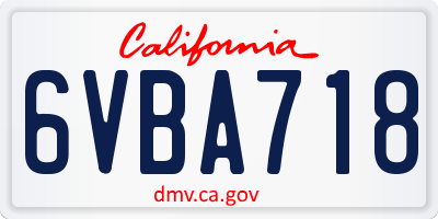 CA license plate 6VBA718
