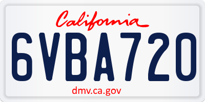 CA license plate 6VBA720