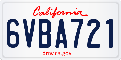 CA license plate 6VBA721