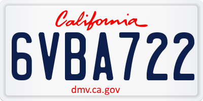 CA license plate 6VBA722