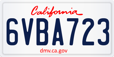 CA license plate 6VBA723