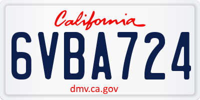 CA license plate 6VBA724
